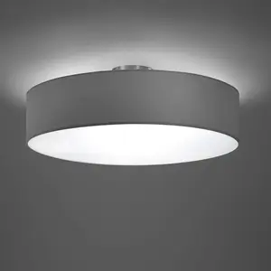 Comparateur de prix : Plafonnier 3 Lumières Abat-jour en Tissu Gris Hôtel Trio Lighting