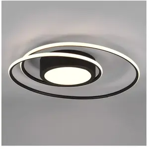 Comparateur de prix : Trio Lighting Trio Yava Semi Plafonnier Led Moderne 56w Noir Mat 2700-6000k Télécommande