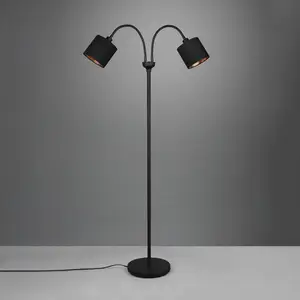 Comparateur de prix : RL LIVE YOUR LIGHT Reality Leuchten Lampadaire Tommy, noir/or, hauteur 130 cm, à 2 lampes. Tissu