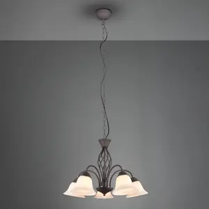 Trio Lighting Suspension Rustica, couleur rouille, cinq lampes