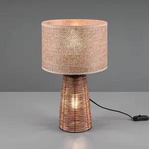 Comparateur de prix : Reality - Lampe à Poser Paille Rotin Marron Double Lumière Trio Lighting