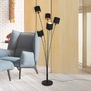 Comparateur de prix : Reality Leuchten Lampadaire Tommy R46335979, métal noir mat, abat-jour...