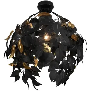 Comparateur de prix : Reality Leuchten Plafonnier Leavy, Ø 38 cm, noir/or, plastique