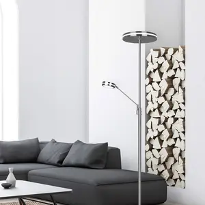 Comparateur de prix : Trio Lighting Lampadaire à éclairage indirect LED Franklin, nickel mat