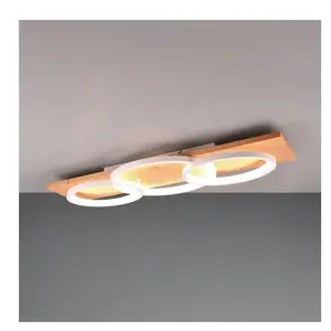 Comparateur de prix : Trio Plafonnier LED Barca 641110331, métal blanc mat, bois pin naturel...