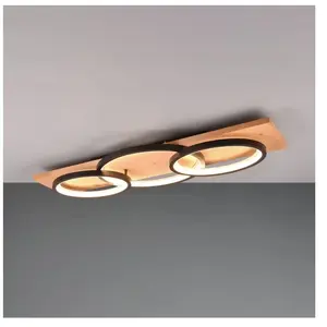 Trio Plafonnier LED Barca 641110332, Métal Noir mat, Bois Pin naturel,...Vendu parconforama