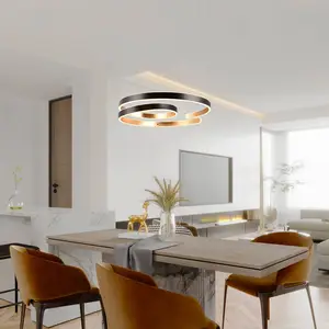 Trio Lighting Suspension LED Marnie, switch-dim, noire/dorée pas cher
