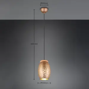 Comparateur de prix : Reality Leuchten Suspension Bidar, Ø 15 cm, brun café, métal