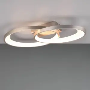 Comparateur de prix : Reality Leuchten Plafonnier LED Malaga avec 2 anneaux, nickel mat