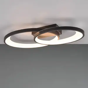 Comparateur de prix : RL LIVE YOUR LIGHT Reality Leuchten Plafonnier LED Malaga avec 2 anneaux, noir