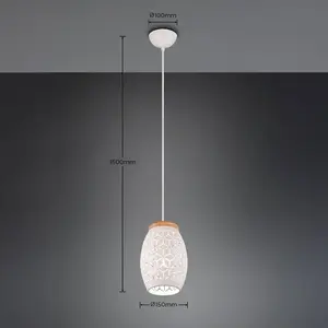 Comparateur de prix : Reality Leuchten Suspension Bidar, Ø 15 cm, blanc mat, métal