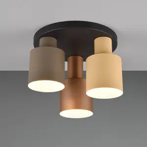 Comparateur de prix : Trio Plafonnier Agudo - Beige - Marron - Taupe - Ø 24 cm - 3 lumières - Métal