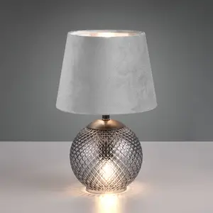Reality Leuchten Lampe à poser Jonna verre/velours, grise pas cher
