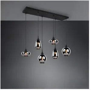 Comparateur de prix : Trio Lighting Suspension Lumina, 6 lampes, noir/chromé, verre