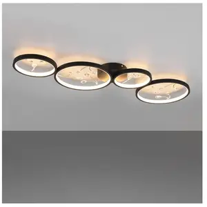 Comparateur de prix : Trio Lighting Plafonnier LED Groovy à 4 lampes noir 3.000K