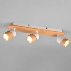 Comparateur de prix : Trio Lighting Spot pour plafond Aruni en bois à 3 lampes blanc