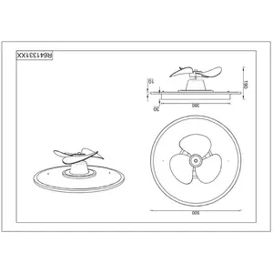 Reality LED Plafonniers Fan Nybro R64133132, Métal Noir Mat, avec LED 30 Watt, Ventilateur 20 Watt
