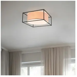 Comparateur de prix : Trio Lighting Plafonnier Ross avec abat-jour en tissu, 50 x 50 cm