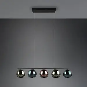 Comparateur de prix : Reality Leuchten Suspension Sheldon avec cinq sphères de verre