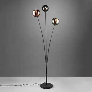 Comparateur de prix : Reality Leuchten Lampe sur pied Sheldon avec trois abat-jour verre