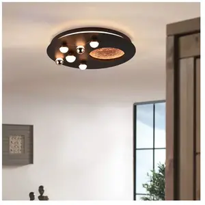 Comparateur de prix : Trio Plafonnier LED Zodiac 644810132, Métal Noir mat, avec LED 42 Watt, Switch Dimmer