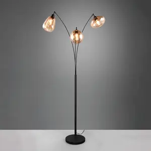 Comparateur de prix : Trio Lighting Lampe sur pied Lumina, 3 lampes, noir/ambre, verre