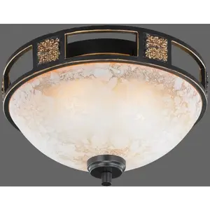 Comparateur de prix : Plafonnier 2xe27 quinta ruggine verre albâtre ø33 cm trio lighting