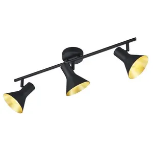 RL LIVE YOUR LIGHT Plafonnier design, Plafonnier design Nina 3 Lampes Noir en Metal, TRIO