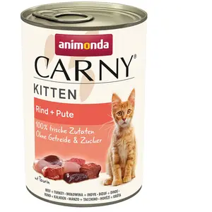 12x400g Animonda Carny Kitten boeuf et dinde - Pâtée pour chat pas cher