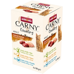 6x100g Animonda Carny Country Adult Multipack Heimat-Vielfalt (3 Sorten) Katzenfutter nass pas cher