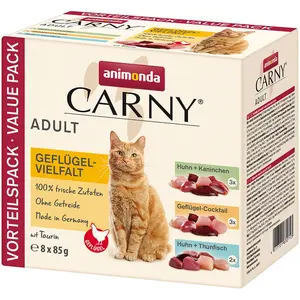 8x85g lot mixte à la volaille (3 variétés) Animonda Carny - Pâtée pour chat pas cher