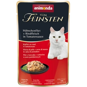 animonda Vom Feinsten Nourriture pour Chat Adulte avec Filet de Poulet + Boeuf en Sauce Tomate dans Un Sac Frais 18 x 50 g pas cher
