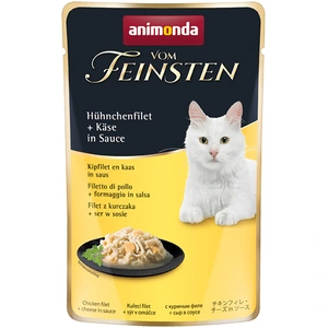 18 x 50g animonda Vom Feinsten Adult en sauce, filet de poulet + fromage en sauce, nourriture humide pour chat pas cher