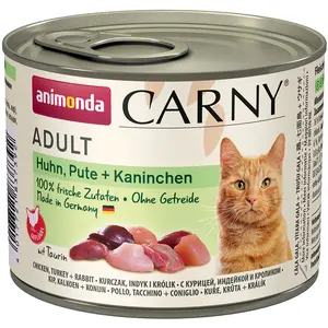 6x200g Adult poulet, dinde, lapin Animonda Carny - Pâtée pour chat pas cher