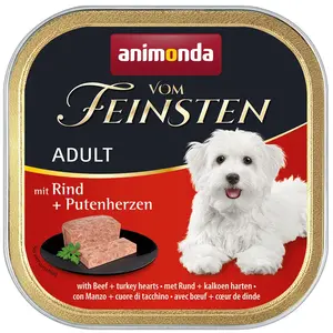 Comparateur de prix : 24x150g Adult boeuf, coeurs de dinde Animonda Vom Feinsten - Pâtée pou...