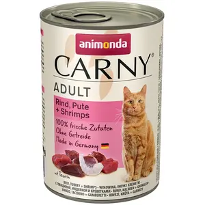 6x400g boeuf, dinde et crevettes Animonda Carny - Pâtée pour chat