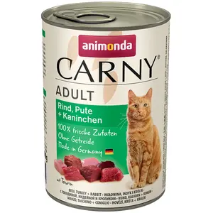 6x400g boeuf, dinde, lapin Animonda Carny - Pâtée pour chat pas cher