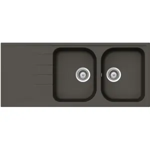 SCHOCK évier avec 2 bacs et égouttoir réversible LITHOS D200 (Asphalt ... pas cher