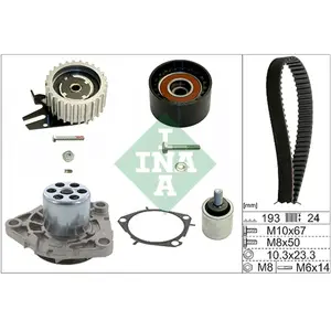 Pompe à eau + kit de courroie de distribution INA, par ex. pour Opel, Saab