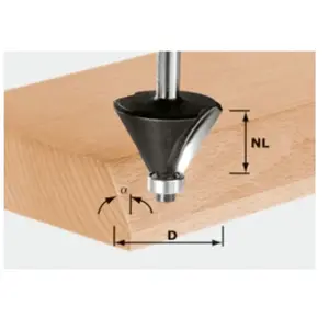 Comparateur de prix : FESTOOL Fraise à chanfreiner HW avec queue de 8 mm HW S8 D25,7/25,7/15° - 491132