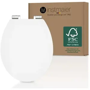 Comparateur de prix : instmaier Abattant WC ovale en MDF blanc certification FSC avec frein de chute - WC1M