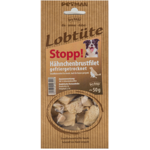 50 g Petman Lobtüte Stop ! Friandises pour chien au filet de poulet pas cher