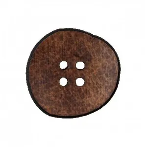 Non communiqué Bouton Recyclé cuir 20 mm X 2 motif brut - Union Knopf(...) - Marron