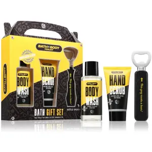 BATH&BODY TOOLS Accentra BATH + BODY TOOLKIT Coffret cadeau pour homme avec décapsuleur   Kit d'entretien pour homme avec gel douche et bain de 100 ml, gommage pour les mains 50 ml au design coolVendu parnotino