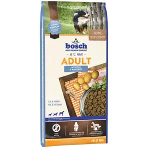 Comparateur de prix : 15kg bosch Adult poisson, pommes de terre - Croquettes pour chien