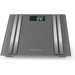 medisana BS 476 Balance d'analyse corporelle numérique, Pèse-personne, Balance de graisse corporelle, De l'eau corporelle, De la masse musculaire et du poids osseux, Jusqu'à 180 kg, Argent