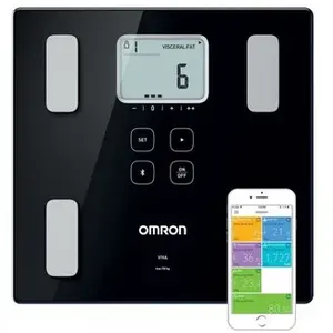 Comparateur de prix : Balance Numérique de Salle de Bain Omron HBF-222T-EBK Noir 34 x 32 x 8 cm