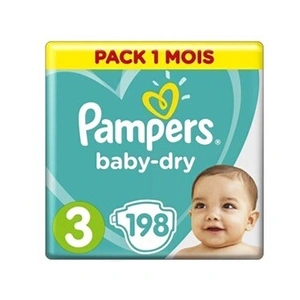 Comparateur de prix : PAMPERS Baby Dry Taille 3 - 5 a 9kg - 198 couches - Format Pack 1 mois