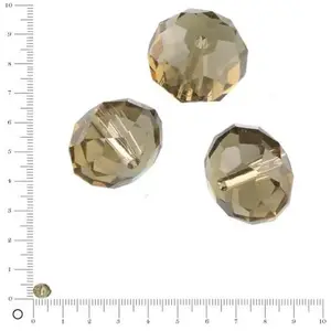 Efco Perles en verre donut à facettes Ø 6 mm - Vert olive x 15 pces