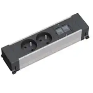 317.103 - 2 sortie(s) ca - Type e (fr) - Aluminium - Noir - Argent - 230 v - 16000 mA - Bachmann pas cher